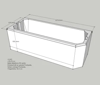 Neuesbad Wannenträger für Bette Profi-Form 170x70 Fußende re SW10075