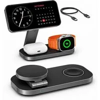 RUHE 3-in-1 Qi2 MagSafe Ladestation 25W für iPhone Watch AirPods Smartphone-Ladegerät (Set, RUHE Ladegeräte, Faltbare 3-in-1 Qi2 Ladestation mit 25W Schnellladen)