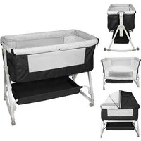 JEOBEST Beistellbett 3 in 1 Babybett & Babywiege & Reisebett, mit Rollen Kinderbett, 6-Fach Höhenverstellung,Wiege-Funktion