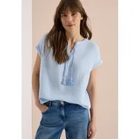 CECIL Shirtbluse mit geschlitztem Rundhalsausschnitt