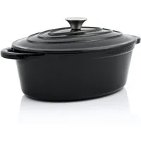 BBQ-Toro Bräter Gusseisen Cocotte, 4,3 Liter, schwarz, oval, Emaillierter Gusseisen Br, Gusseisen