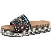 Ital-Design Damen Mules Freizeit Plateausandaletten (85698110) Flach Pantoletten in Schwarz