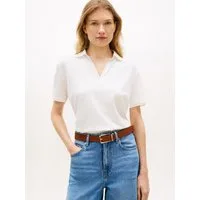 Tommy Hilfiger Poloshirt LYOCELL PIQUE OPEN-NK SS POLO mit kleinem Logo-Stick