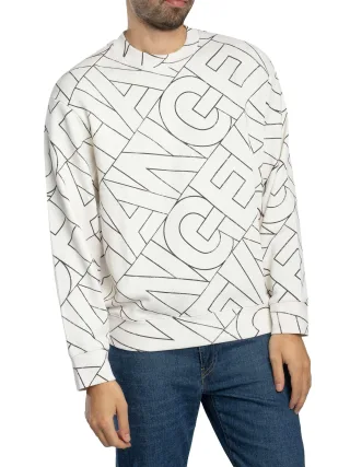Armani Exchange Sweatshirt Mit Diagonalem Schriftzug, Weiß