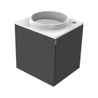 Emco Asis Mineralguss Waschtisch 958227510 schwarz, Griff rechts, mit Armaturenbohrung rechts