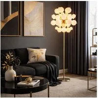 GLOBO LIGHTING Stehlampe, Leuchtmittel nicht inklusive, Stehleuchte Standlampe Wohnzimmerlampe Glaskugeln Metall Nickel-matt H