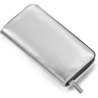 DonDon Geldbörse Portemonnaie Geldbeutel weich 20 x 10 x 2,5 cm (Packung, 1-tlg), Geldbörse für Damen und Mädchen, Metallic-Look, mit Reißverschluss