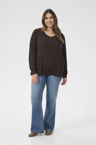 Langarm-Bluse KCtina Langarm-Bluse Regular fit dark brown