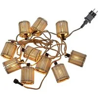 New Garden Gartenleuchte LED-Lichterkette oder Solar-Laterne aus Bambus, Okinawa, Warnweiß