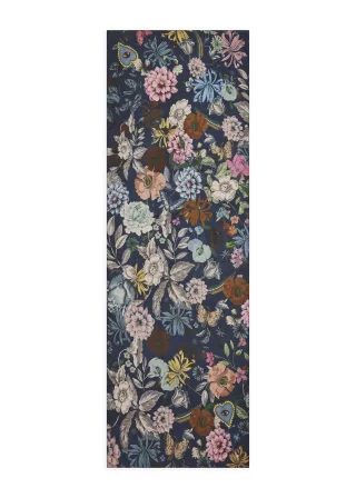 Schal aus Viskose mit Blumen-Muster blau