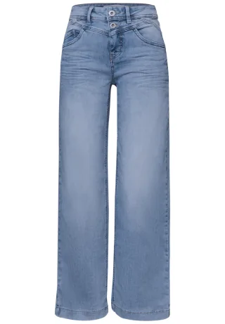 Street One - High Waist Wide Leg Jeans im Loose Fit light blue wash - Gr. - 7