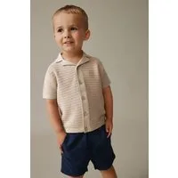 Next Polokragenpullover Strick-Polo-Shirt mit Reverskragen und Motiv (1-tlg)