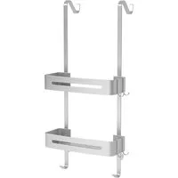 TUWENA Duschablage Duschablage zum Hängen, ohne Bohren Edelstahl Badezimmer Organizer, Duschkorb Halterung Mit 4 Haken und Zwei Körbe Für Rahmenlos Glastür