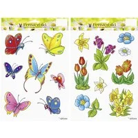 Rodermund Fensterbild Fensterbild Blumen und Schmetterlinge bunt 1 Bogen