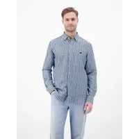 LERROS Leinenhemd Gestreiftes Langarmhemd aus Leinen-Baumwoll-Mix Gestreift, 55% Leinen, 45% Baumwolle, Button‑down, 2‑Knopf