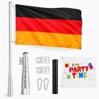 Onbest Fahne Fahnenmast Teleskop Flaggenmast (6-St), bis 6,2m, mit Partyfahne Karabiner und Bodenhülse