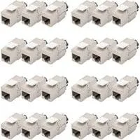Cat.6a Keystone-Modul, geschirmt silber, 24 Stück, mit intelligentem Kabelmanager