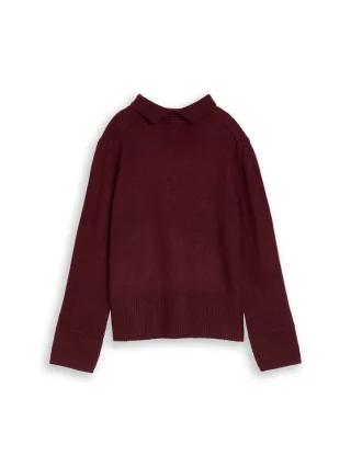 Tom Tailor - Cosy Strickpullover mit Stehkragen preppy plum melange - Gr. - M