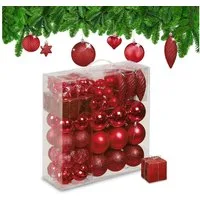 relaxdays Weihnachtsbaumkugel Weihnachtskugeln im 110er Set (110 St), rot
