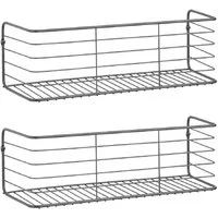 mDesign Aufbewahrungssystem mDesign Wandregal Ablage Organizer Aufbewahrung 2er-Set Metall dunke