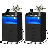 Woltu Nachttisch (2-St), Nachtschrank mit LED-Licht und Ladefunktion