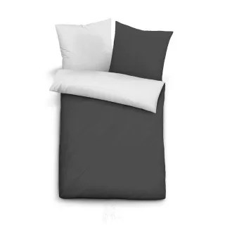 Lanudo? Microfaser Bettw?sche Schwarz/Silber 155 x 220 + 80 x 80 cm