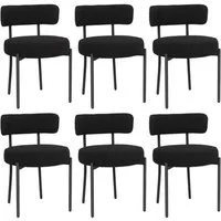 Puluomis Esszimmerstuhl (2/ 4/6er Set Bouclé mit Rückenlehnen, Polsterstühle Küchenstühle mit Metallbeinen, für Esszimmer Küche Wohnzimmer Schlafzimmer, Modern Retro Design, 6 St), Weiß, Schwarz
