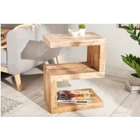 riess-ambiente Beistelltisch S 60cm natur - Mangoholz, Ablage, kompakt, vielseitig, dreistufig, Massiver S-förmiger Sofatisch - ideal für Praxen, Wohn- & Schlafzimmer