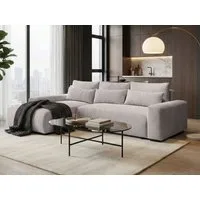 Beautysofa Ecksofa Benny mit Schlaffunktion und Bettkasten, modernes Cord-Sofa POSO in Beige, Liegefläche: 140 × 218 cm