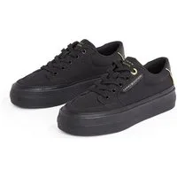 Tommy Hilfiger ESSENTIAL VULC TEXTILE SNEAKER Plateausneaker, Freizeitschuh, Halbschuh, Schnürschuh mit goldfarbenen Details