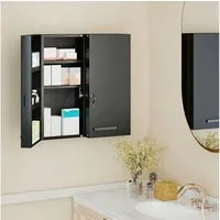 Kleankin Medizinschrank Medikamentenschrank abschließbar (Erste-Hilfe-Schrank, 1-St., Medikamentenschrank) abschließbar, 6 Regalfächer, pulverbeschichtet, wandmontagefähig