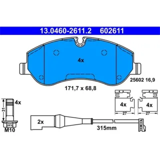 ATE Bremsbel?ge vorne Ford Tourneo V362 Transit V362 13.0460-2611.2