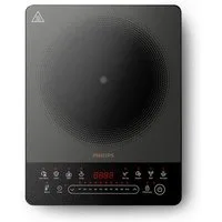 Philips Einzel-Induktionskochplatte HD5850/90 5000 Series mit 10 Heizstufen, Boost-Funktion u. Timer, Ultraflaches Design, automatische Pfannenerkennung, Touch-Display