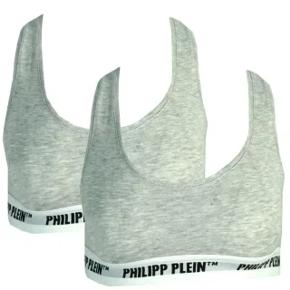 Philipp Plein Grau Unterwäsche Sport-BH Doppelpack