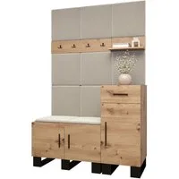 ABIKS MÖBEL Garderoben-Set ARTIN Set 5 Garderobe mit gepolsterten Paneelen, Industriell Design