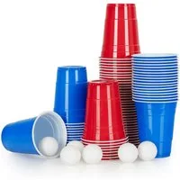 Stagecaptain Becher Beer Pong Becher und Bälle Set - 90 Ersatz-Cups - 6 Spielbälle in Weiß, Kunststoff