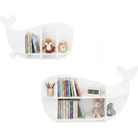 COSTWAY Kinderregal, 2-tlg., Wal Wandregal mit Fächern, Spielzeugregal aus Holz