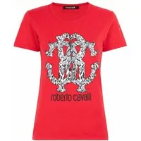 roberto cavalli T-Shirt Firenze Damen RC Monogram Print Logo Slim Fit Scoop-Neck-Ausschnitt und Slim Fit für eine moderne Passform