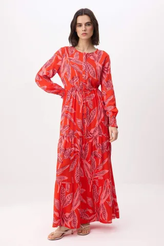 Damen-Maxikleid mit Blumenmuster und langem Schnitt, Hijab-Stil