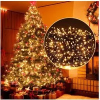 Quntis LED-Lichterkette 10-100M Lichterkette Weihnachtsdeko Innen/Außen mit Stecker, 8 Modi, Lichtervorhang Lichterkette Weihnachtsbaum Deko für Weihnachten