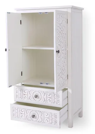 bonprix Schrank, weiß, Gr.110x60 cm, Wohnzimmer Möbel im Intarsien-Look