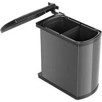 Hailo Einbaumülleimer Hailo Abfallsammler 3416071 MF Swing Duo 16 Liter dunkelgrau, 3418071 für Schrankbreite ab 450 mm mit Drehtür