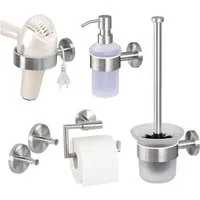 bremermann Toilettenpapierhalter Bad-Serie PIAZZA - Badezimmer Set 5tlg., Edelstahl matt