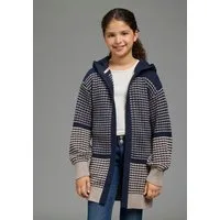 KangaROOS Longstrickjacke Long-Strickjacke mit modischen Ringelmuster von KangaROOS Lange Strickjacke, lässig geschnitten, Grobstrick-Qualität, Mini-Me