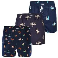 HAPPY SHORTS Boxer Funny Motives - hochwertige Shorts mit verschiedenen Motiven (3-St) American Boxershorts - breiter Komfortbund - witzig, bunt und bequem