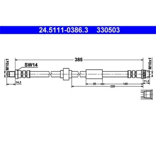 ATE Bremsschlauch hinten Nissan Opel Renault 24.5111-0386.3