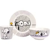 United Labels® Frühstücks-Geschirrset Peanuts Snoopy - Did someone say food! 3-teilig, 1 Personen, Porzellan