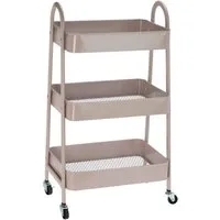 Koopman Rollwagen TRIVA, Sandfarben, Stahl, mit vier Rollen, mit drei Körben, B 44 x H 79,5 x T 31,5 cm