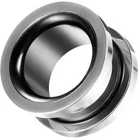 Taffstyle Plug Flesh Ohr Tunnel zweifarbig Silber mit Schwarz Schraubverschluss 16mm, Ohrpiercing Ohr Ear Flesh Tunnel Plug Piercing
