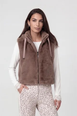 monari - Weste aus Kunstpelz taupe - Gr. - 36